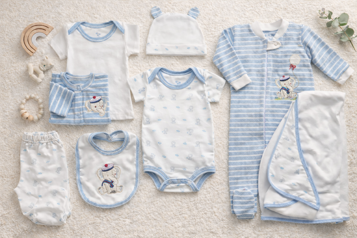 Primera muda 8 piezas de elefante para niño