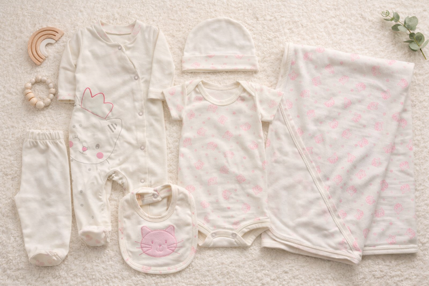 Primera muda 6 piezas de gatito para niña