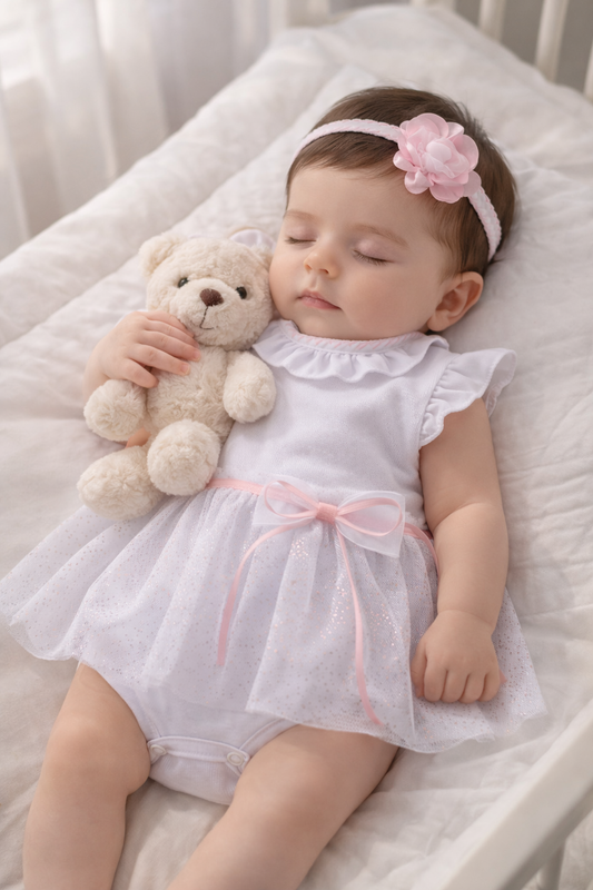 Body vestido en hilo para recién nacida