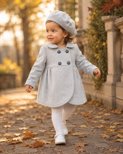 Abrigo gaban en paño para niña