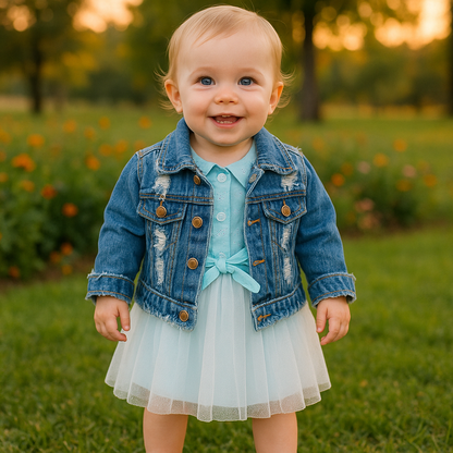 Chaqueta de jean con desgastes para niña