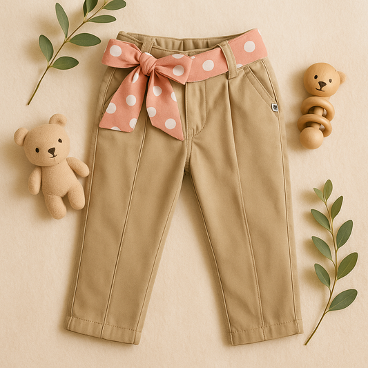 Pantalón en dril con moñito para niña