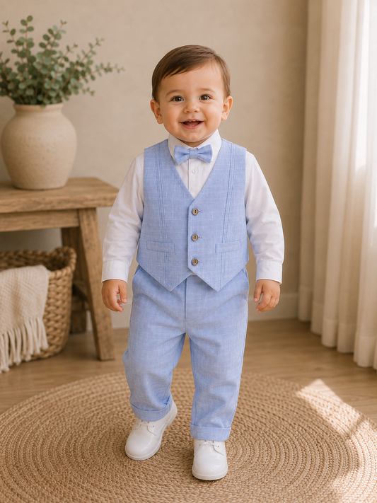 Conjunto formal con chaleco y camisa manga larga para niño