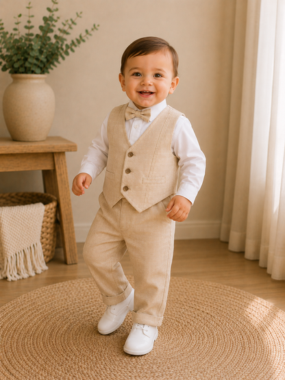 Conjunto formal con chaleco y camisa manga larga para niño