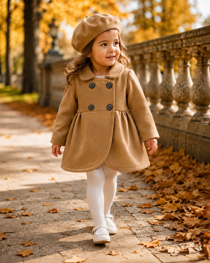 Abrigo gaban en paño para niña