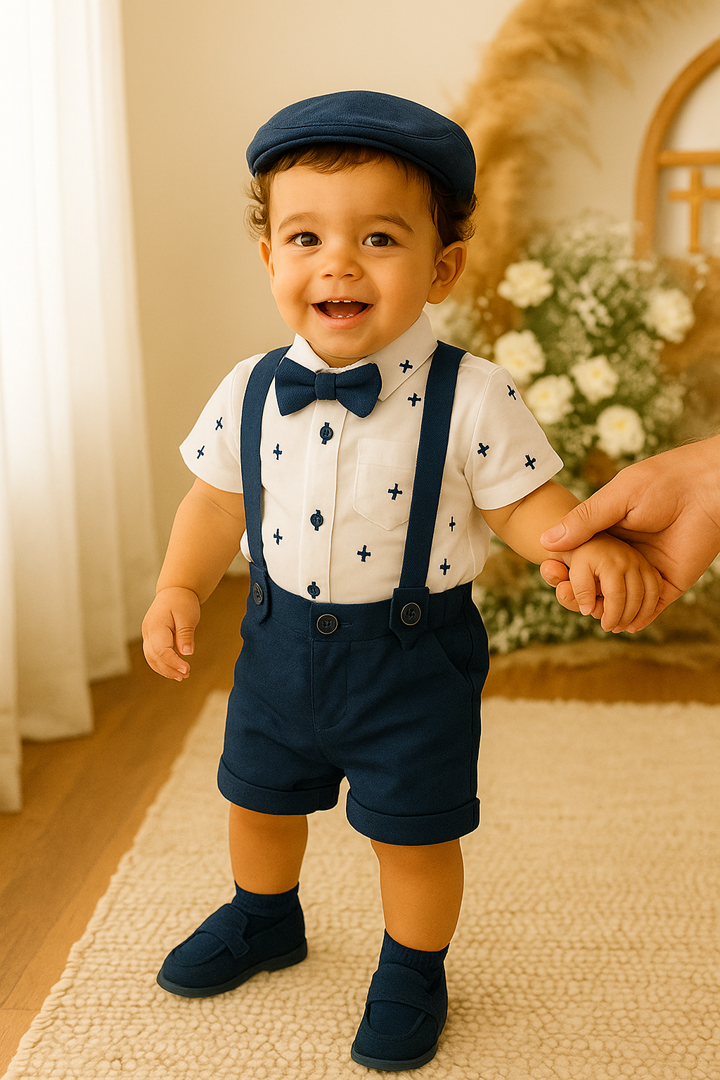 Conjunto formal en short y body camisero para niño