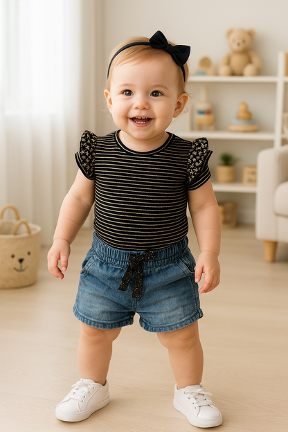 Conjunto verano brillante para niña
