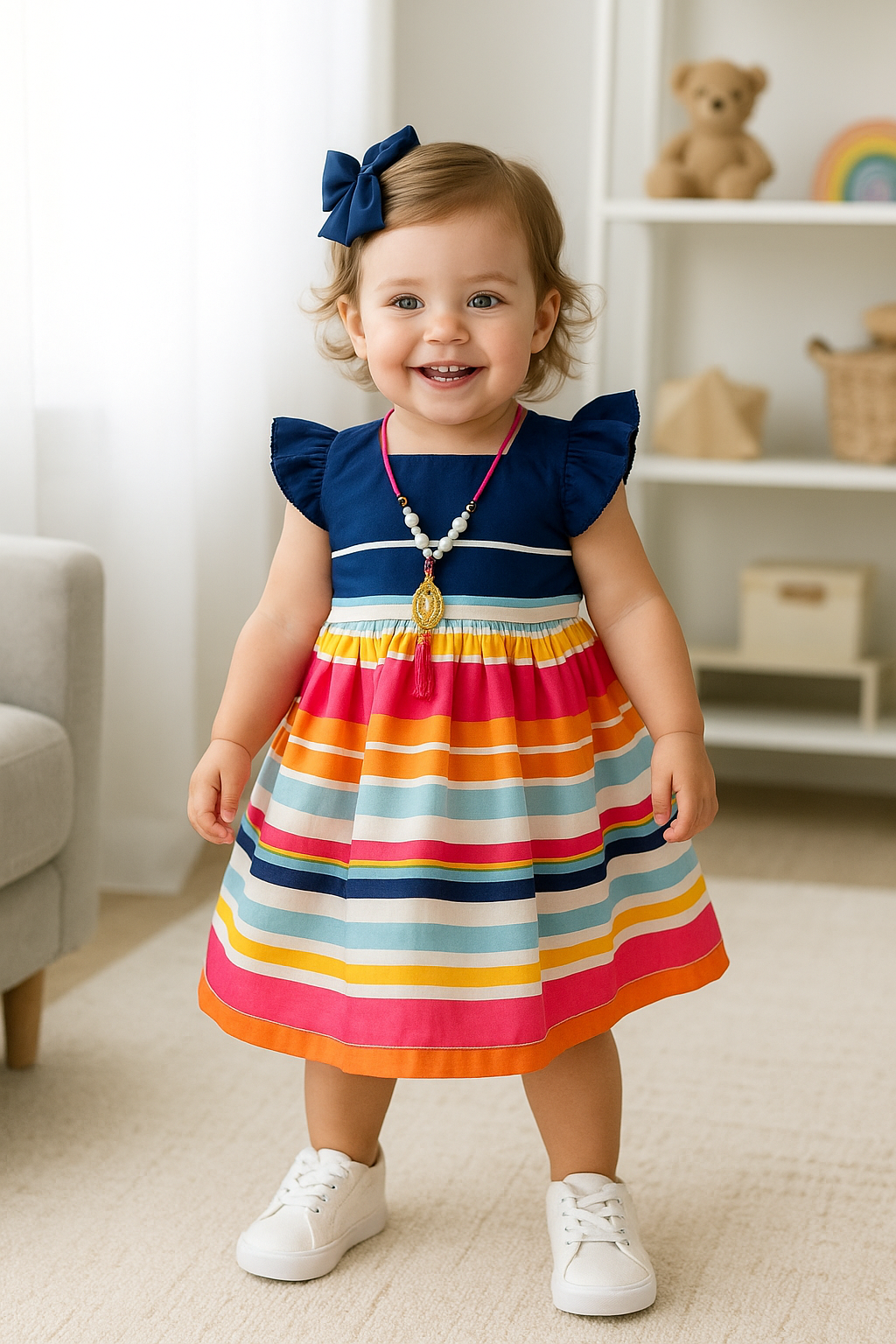 Vestido a rayas para niña