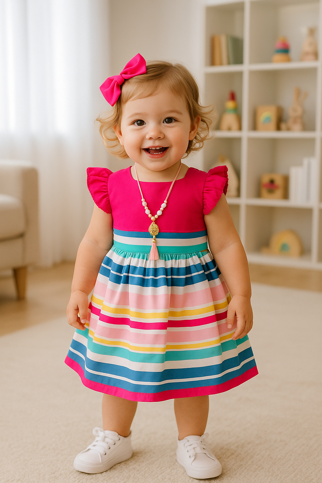 Vestido a rayas para niña