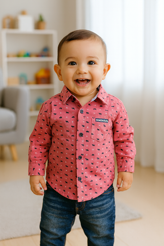 Conjunto camisa estampada dinosaurios para niño