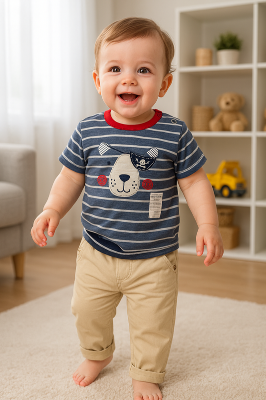 Conjunto con camiseta de pirata para niño