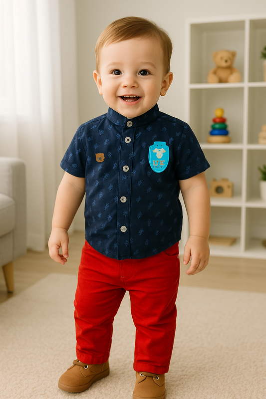 Conjunto camisa cuello neru para niño