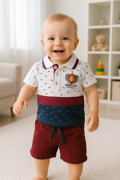Conjunto de verano con bermuda en dril para niño