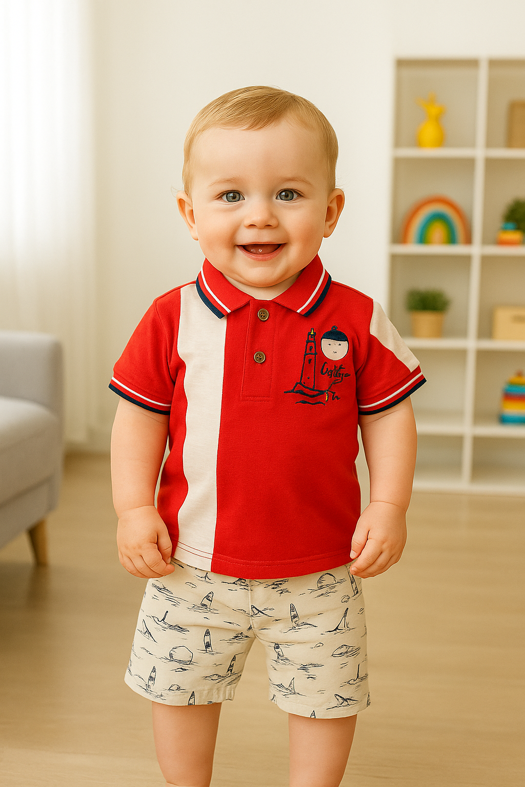Conjunto de verano con bermuda estampada para niño