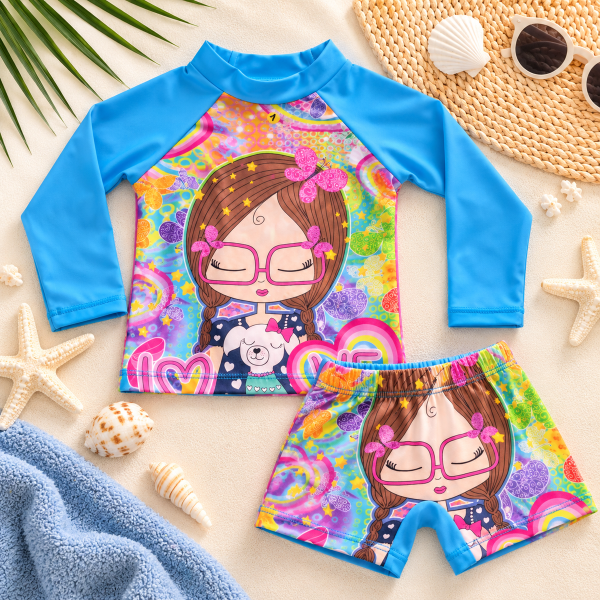 Traje de baño 2 piezas estampado para bebés y niñas