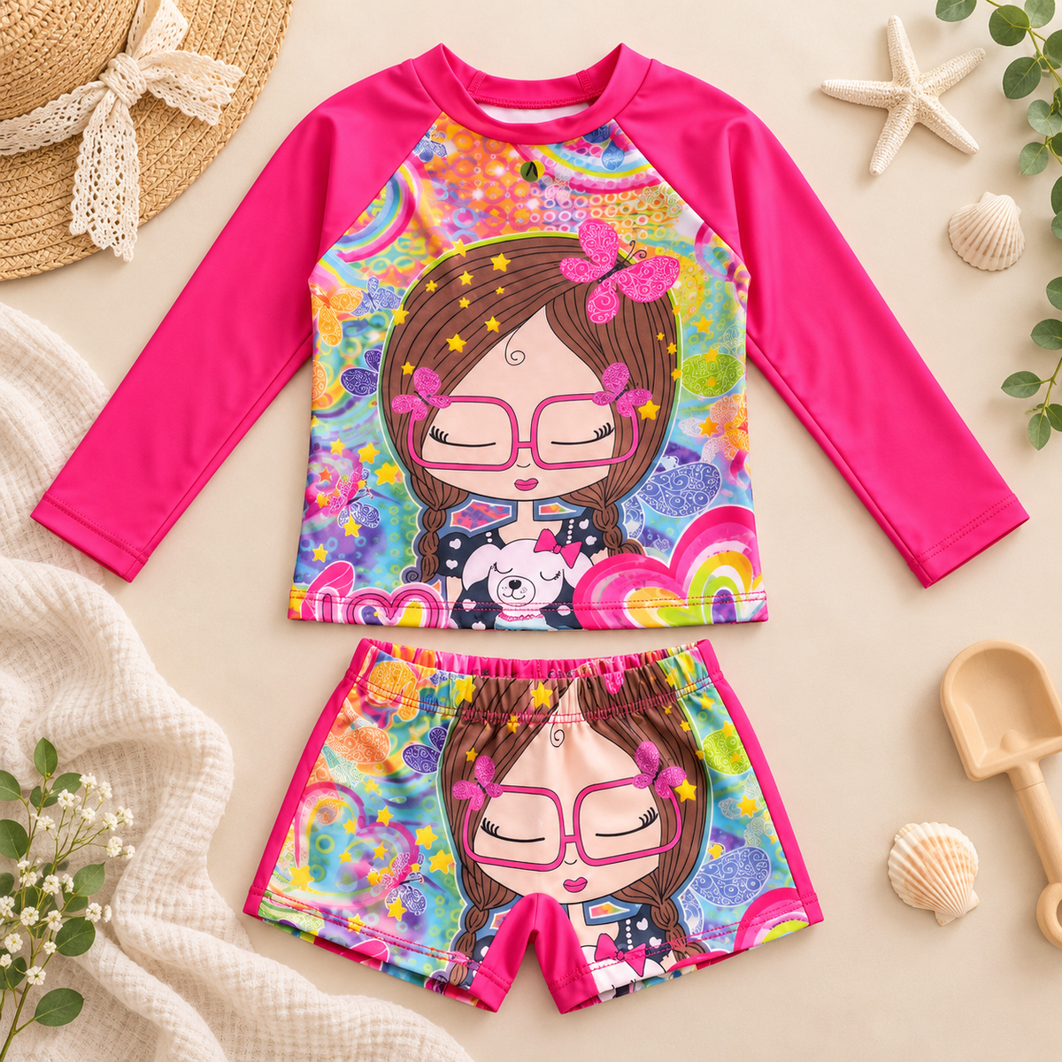 Traje de baño 2 piezas estampado para bebés y niñas