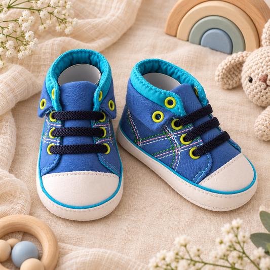 Tenis tipo botica con cordones elásticos para bebés
