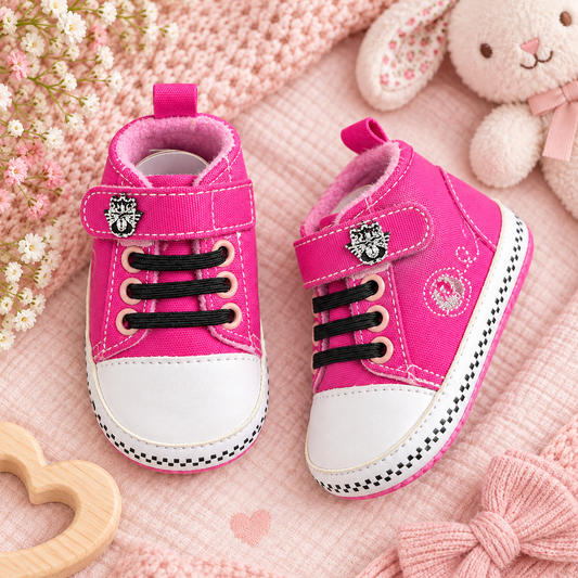 Tenis rosados con velcro sin suela para bebé