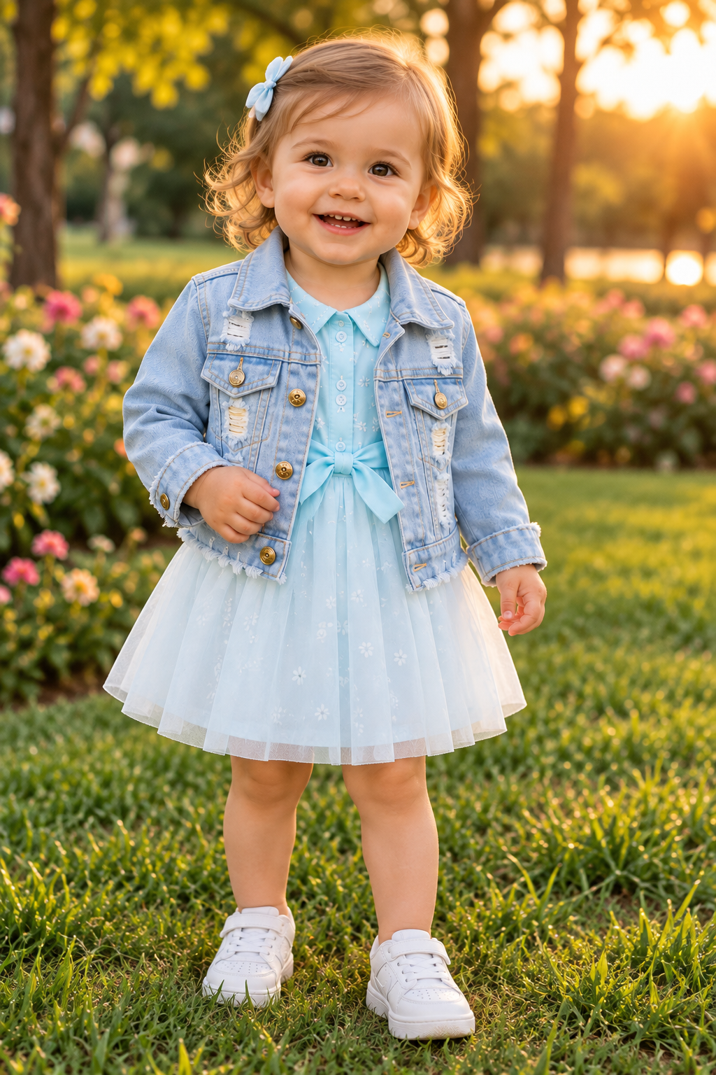 Chaqueta de jean con desgastes para niña