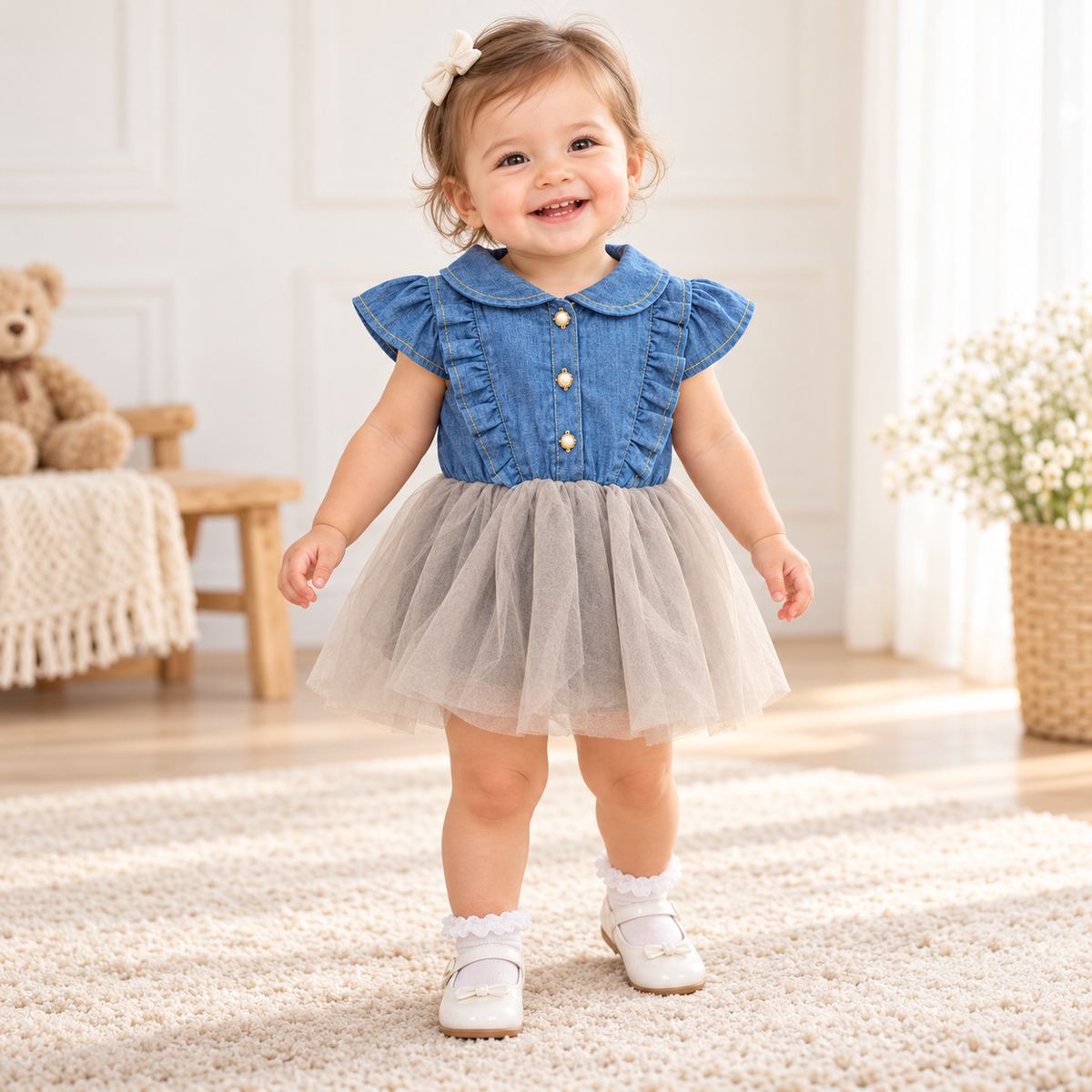 Vestido tutu gris para niña