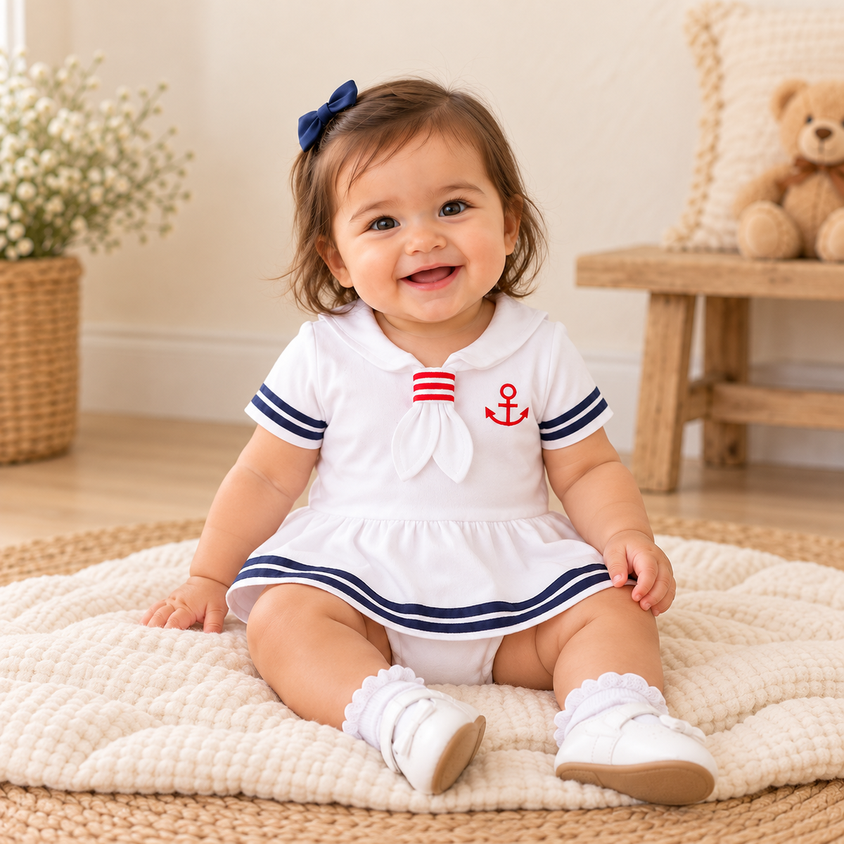 Body-vestido marinero para niña