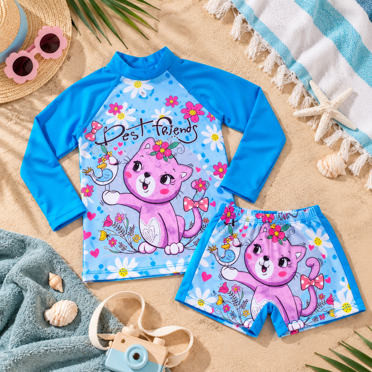 Traje de baño 2 piezas estampado para bebés y niñas