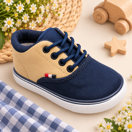 Zapato suela blanda con cordón para niño