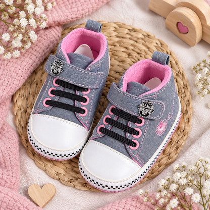 Tenis rosados con velcro sin suela para bebé