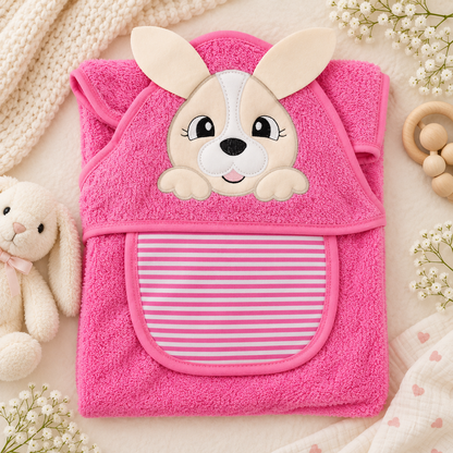 Juego de toalla de baño con capota y babero para bebé