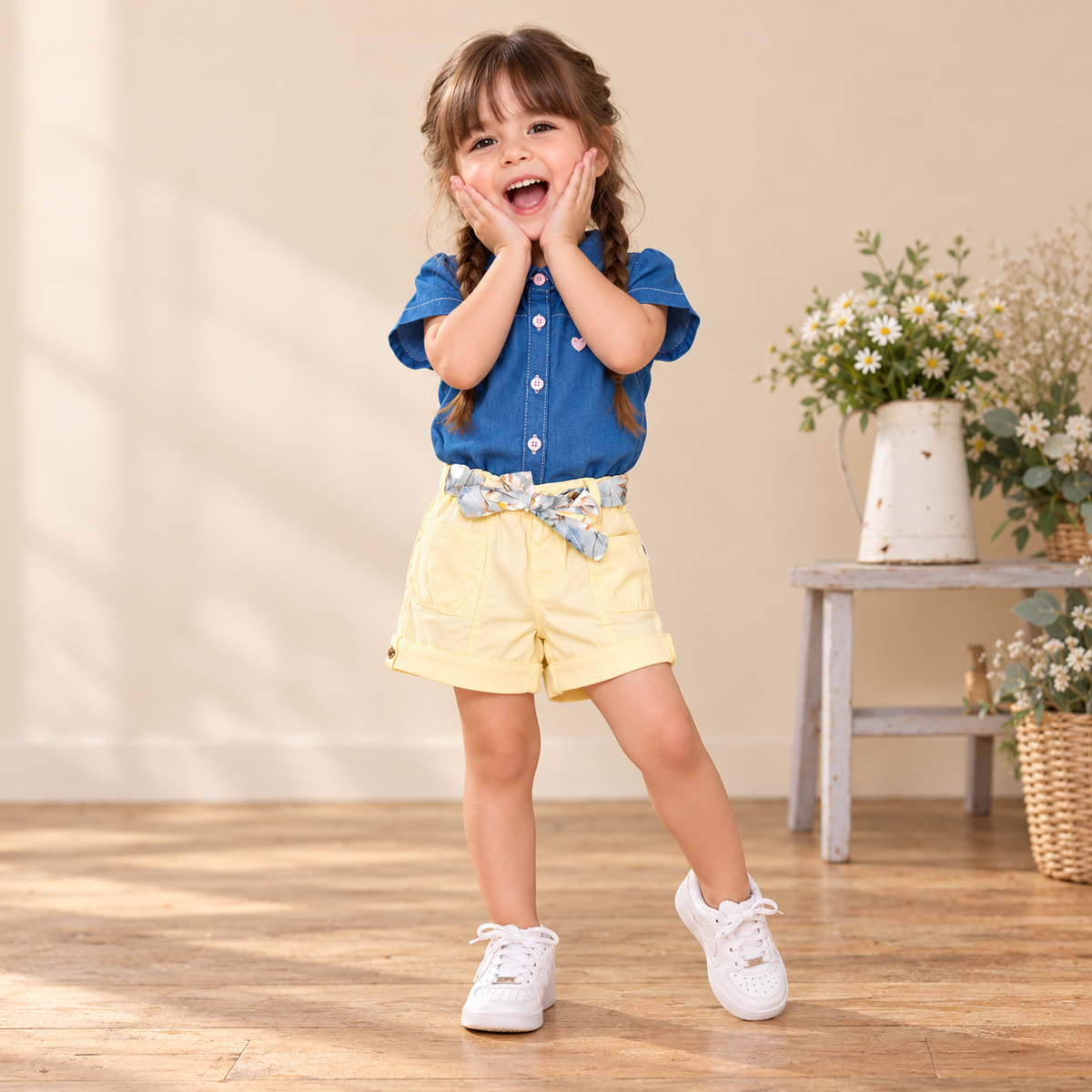 Conjunto de verano body y short para niña