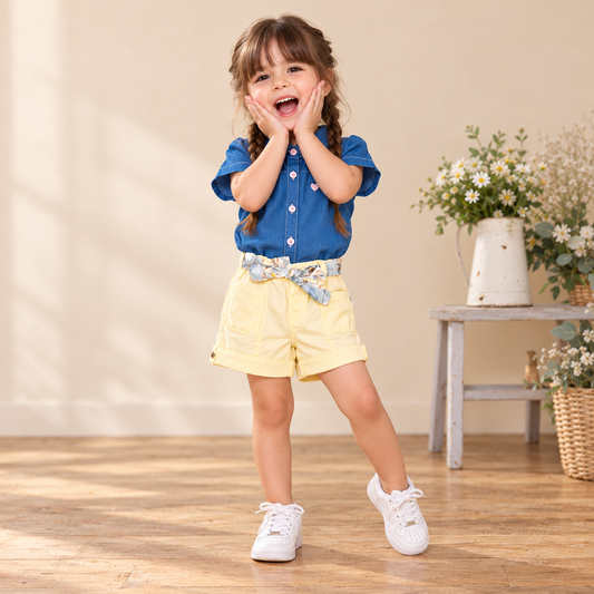 Conjunto de verano body y short para niña