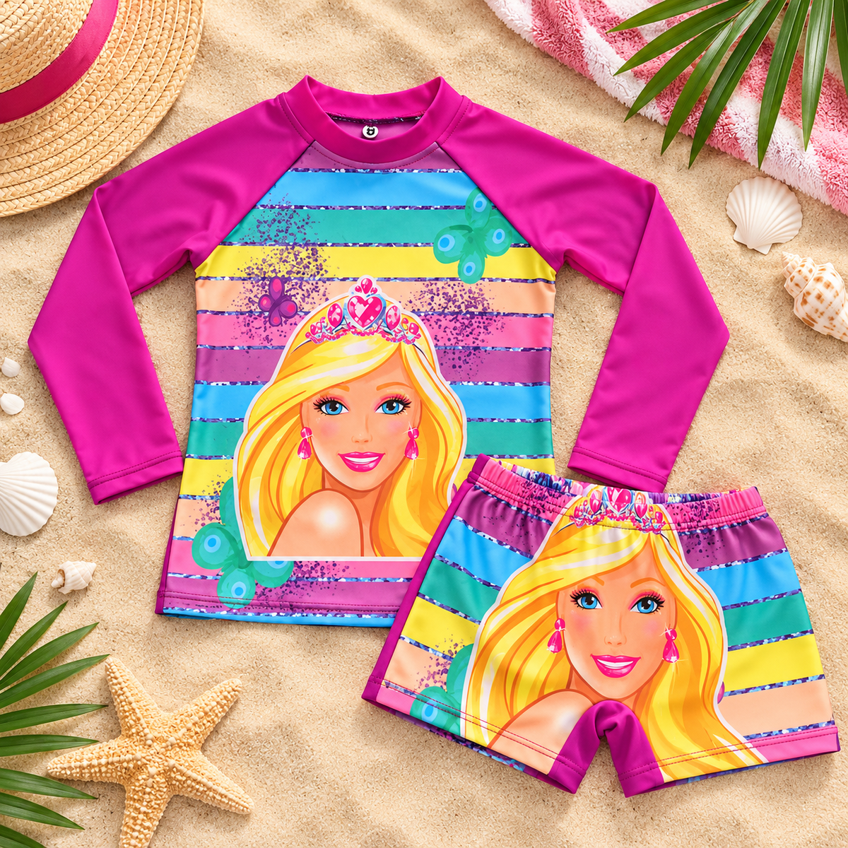 Traje de baño 2 piezas estampado para bebés y niñas