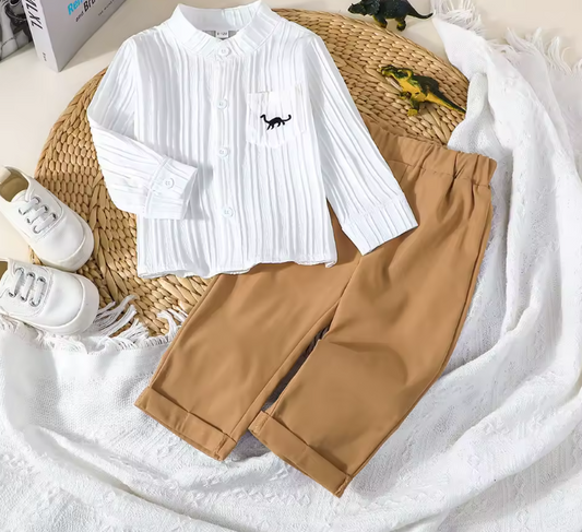 Conjunto camisa cuello neru para niño