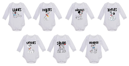 Semanario de bodies personalizados para bebé