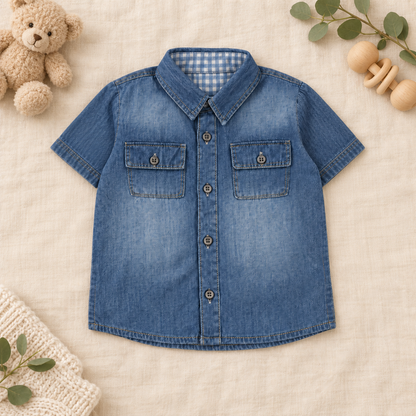 Camisas en jean manga corta para bebés y niños
