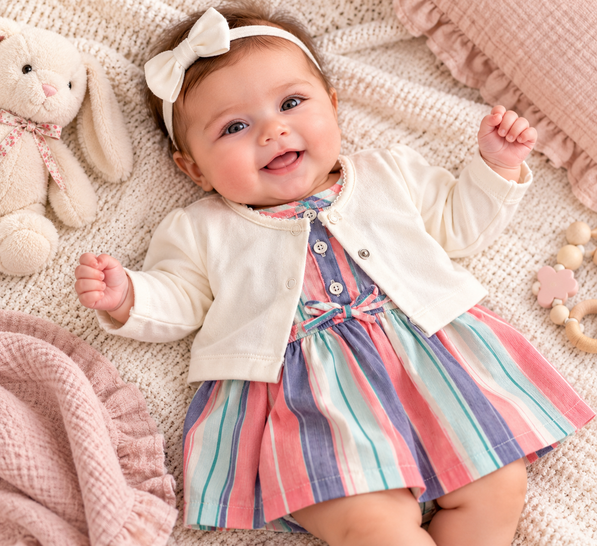 Conjunto vestido y saquito para bebé