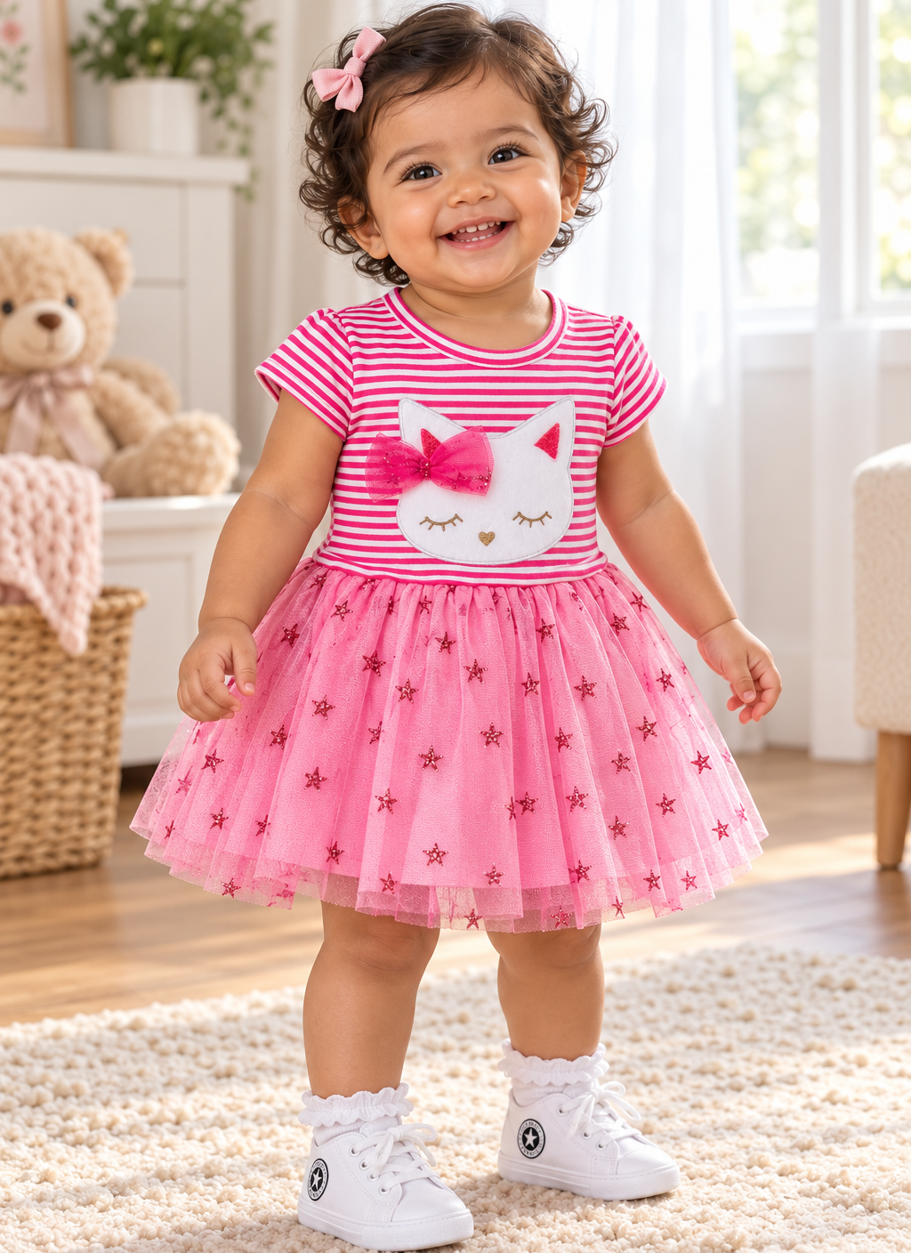 Vestido tutu con aplique para niña