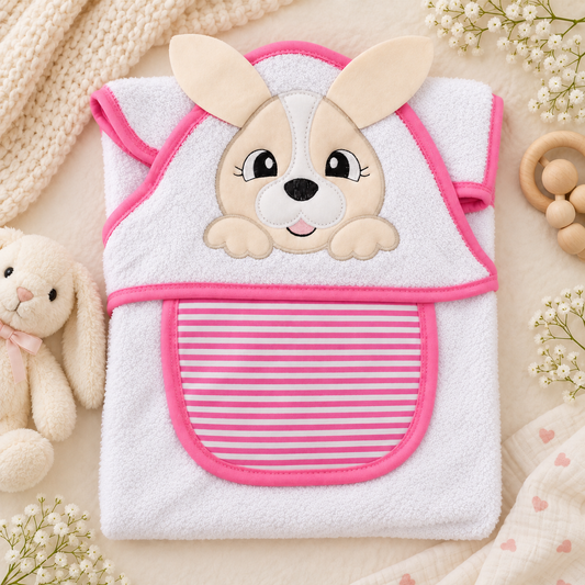 Juego de toalla de baño con capota y babero para bebé