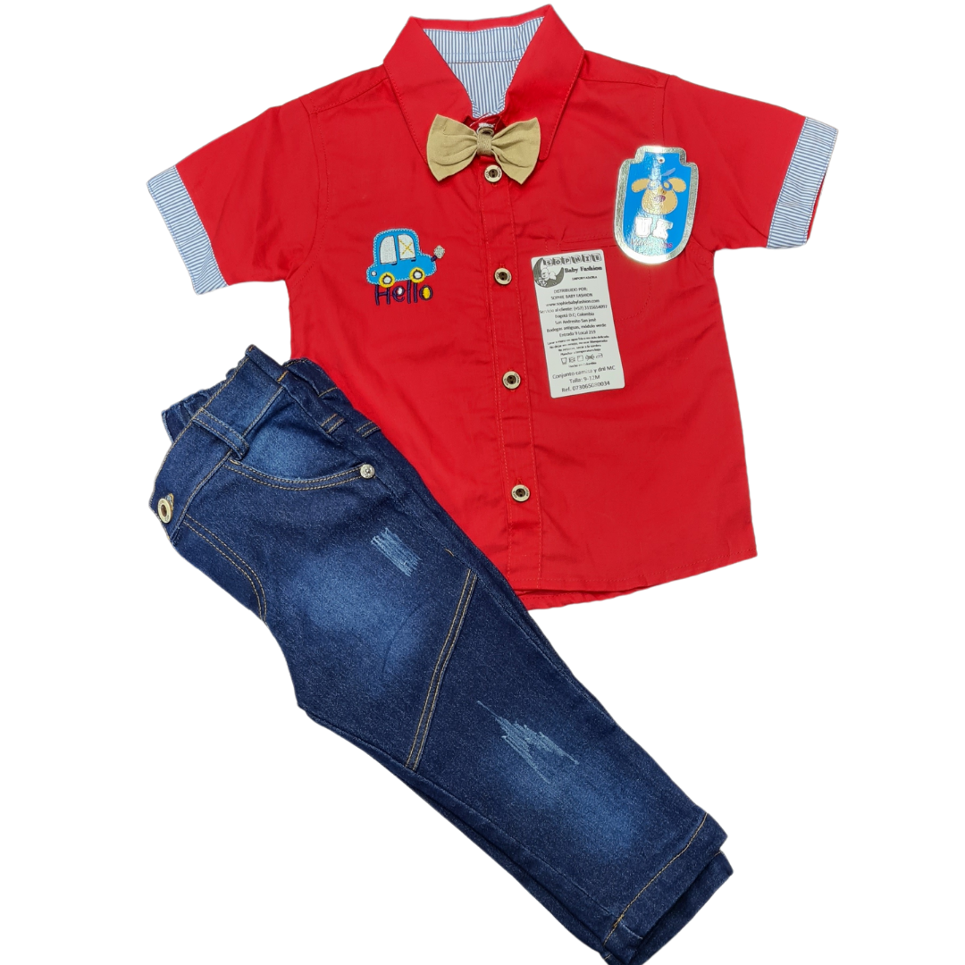 Conjunto camisa corbatín para niño